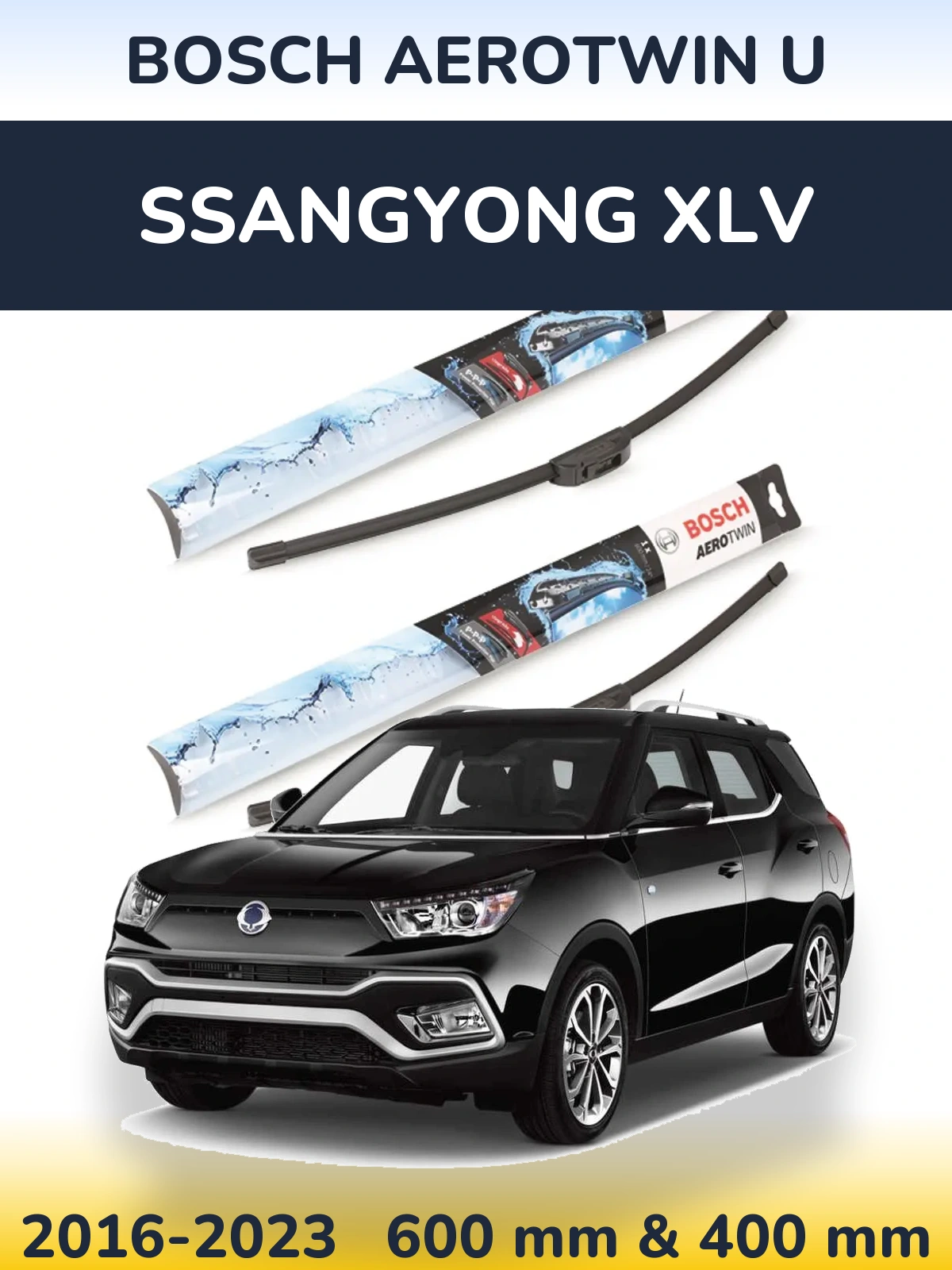 Sada předních stěračů BOSCH AeroTwin U 600 a 400 mm pro SsangYong XLV 2016-2023