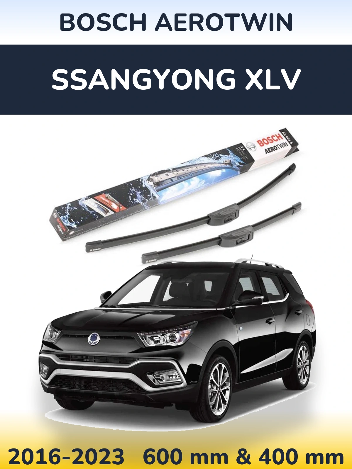 Sada předních stěračů BOSCH AeroTwin 600 a 400 mm pro SsangYong XLV 2016-2023