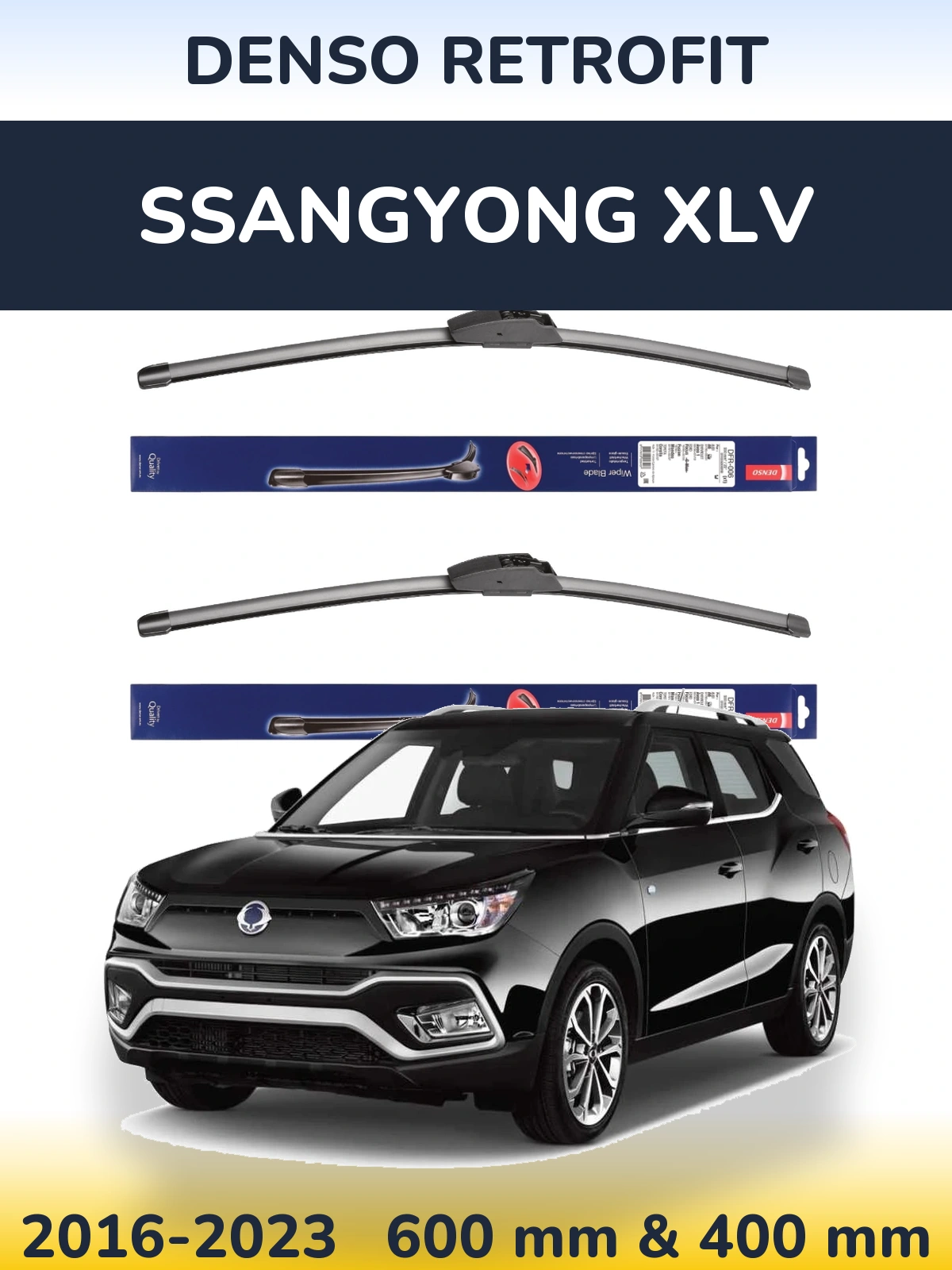 Sada předních stěračů Denso Retrofit 600 a 400 mm pro SsangYong XLV 2016-2023