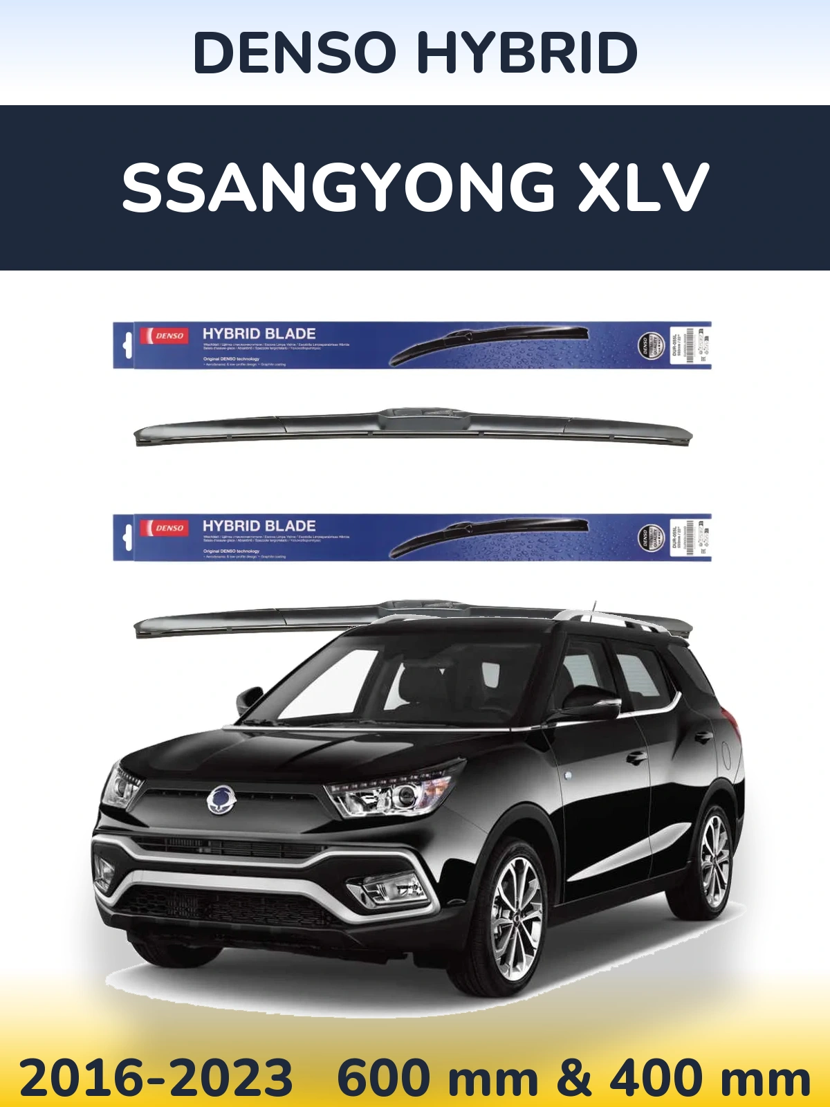 Sada předních stěračů Denso Hybrid 600 a 400 mm pro SsangYong XLV 2016-2023
