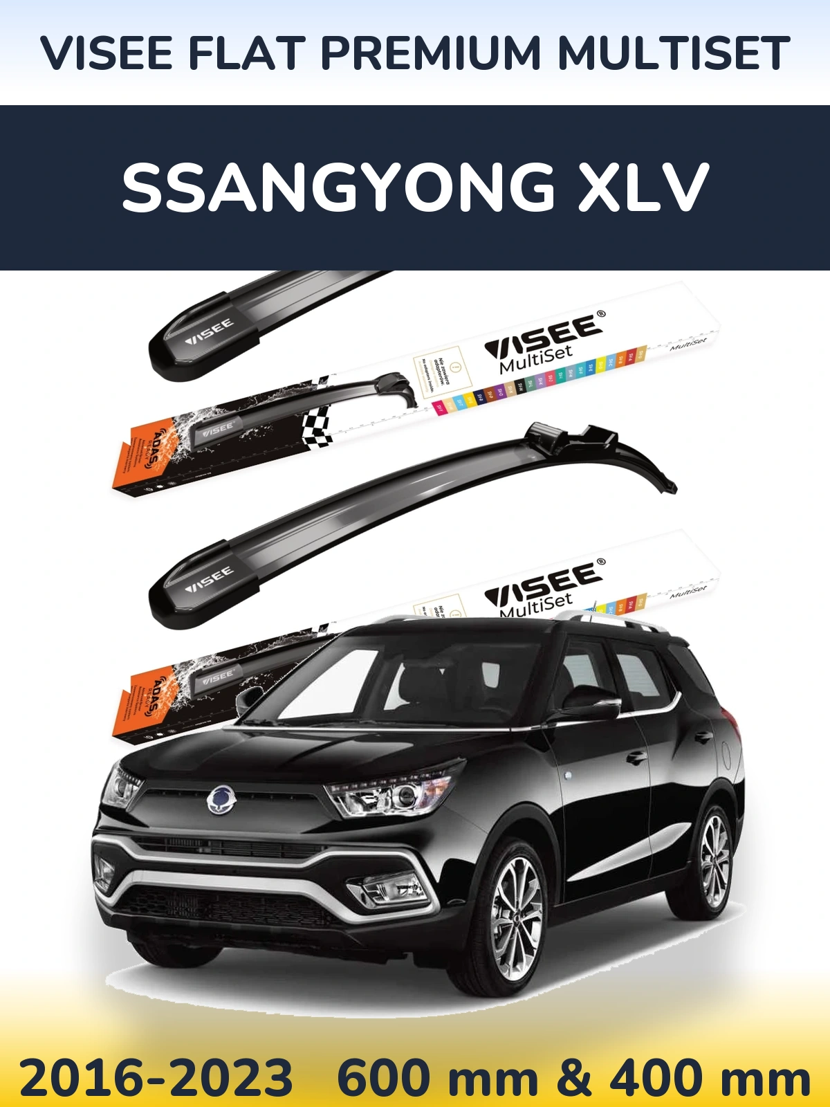 Sada předních stěračů VISEE FLAT PREMIUM MultiSet 600 a 400 mm pro SsangYong XLV 2016-2023