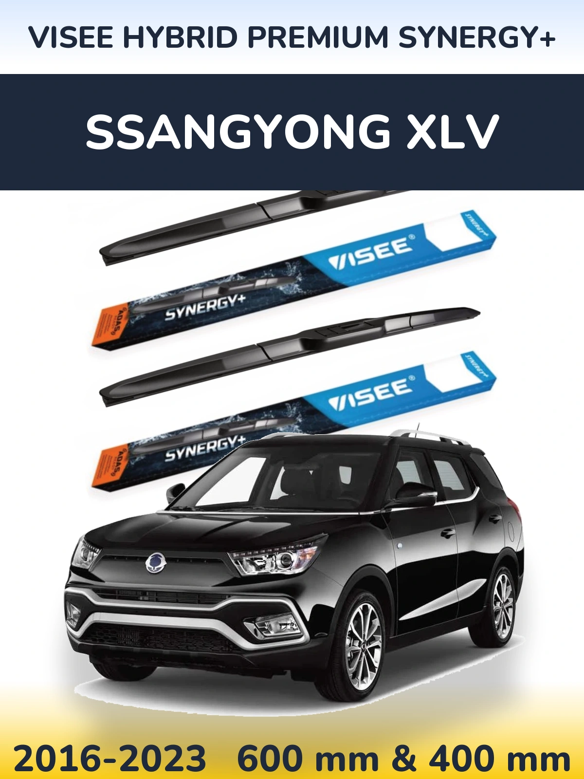 Sada předních stěračů VISEE HYBRID PREMIUM SYNERGY+ 600 a 400 mm pro SsangYong XLV 2016-2023