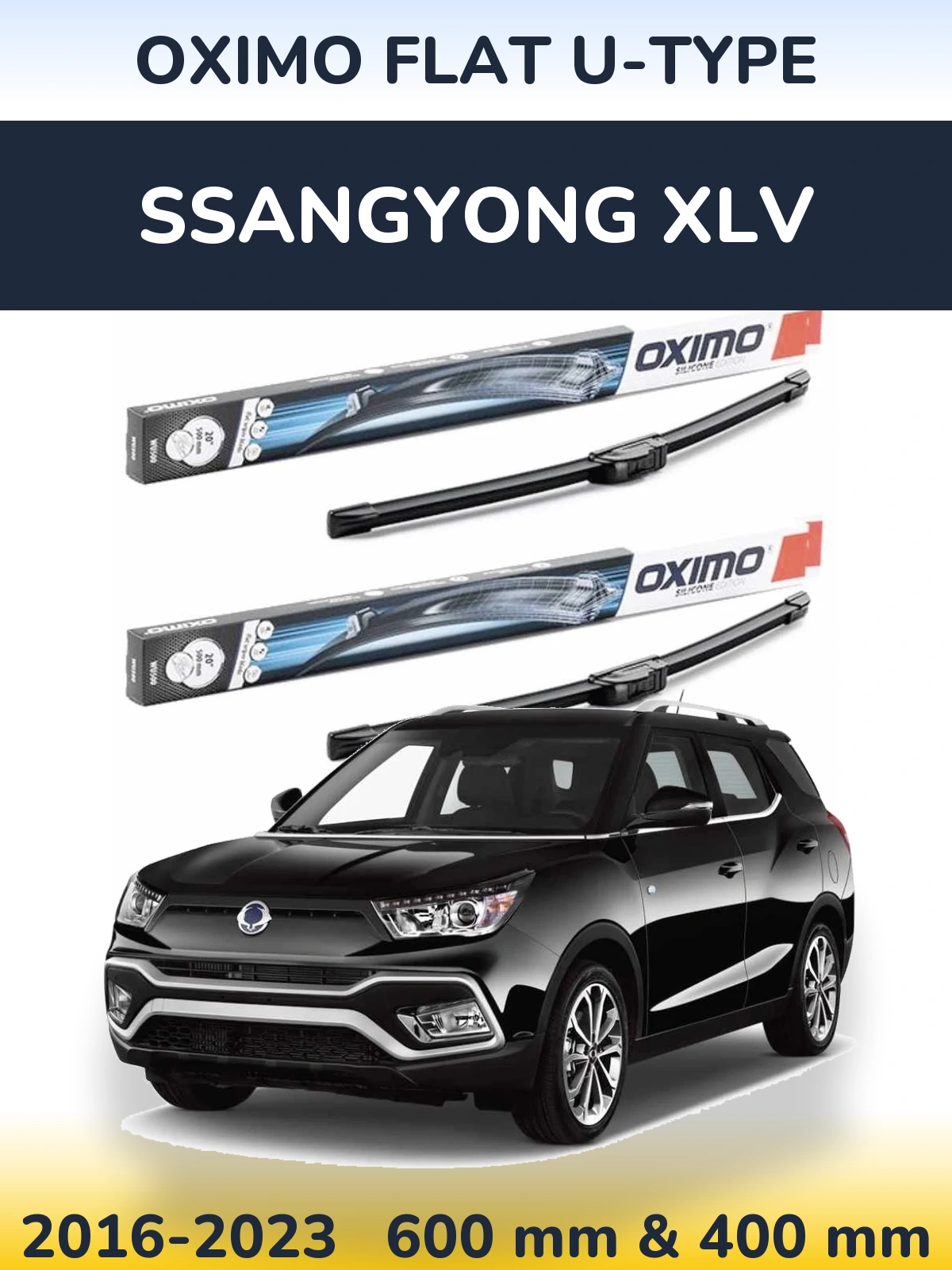 Sada předních stěračů Oximo Flat U-type 600 a 400 mm pro SsangYong XLV 2016-2023