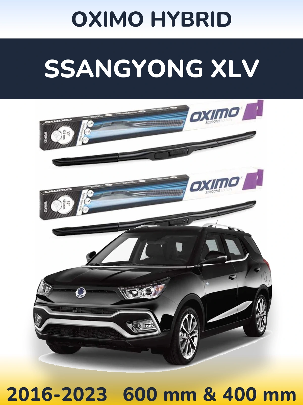 Sada předních stěračů Oximo Hybrid 600 a 400 mm pro SsangYong XLV 2016-2023