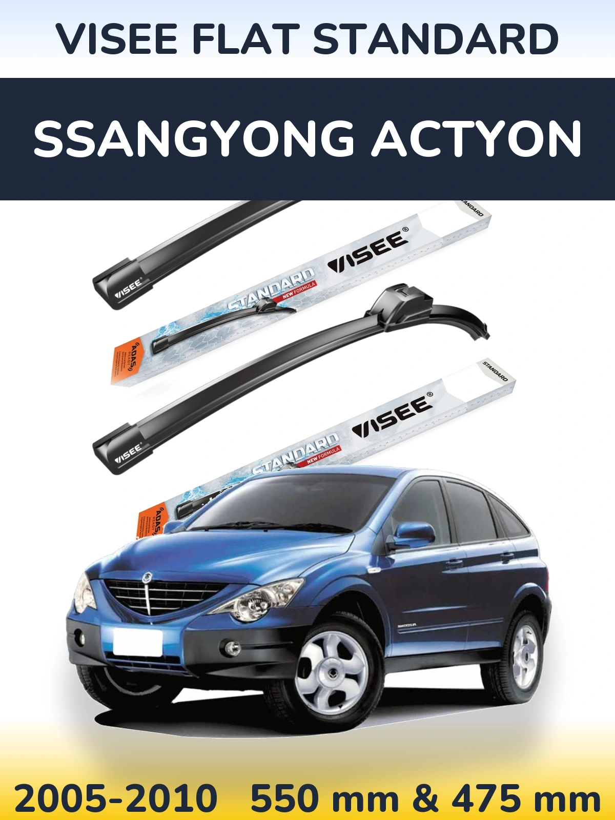 Sada předních stěračů VISEE FLAT STANDARD 550 a 475 mm pro SsangYong Actyon 2005-2010
