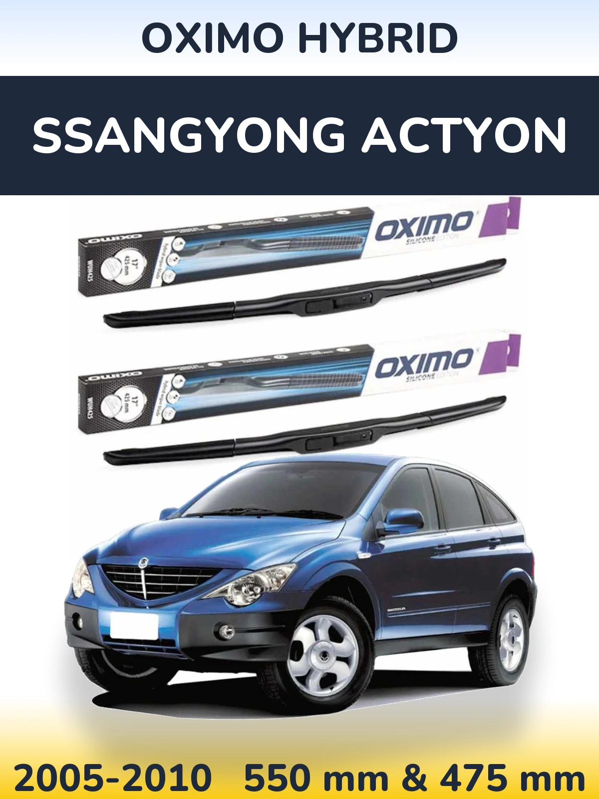Sada předních stěračů Oximo Hybrid 550 a 475 mm pro SsangYong Actyon 2005-2010