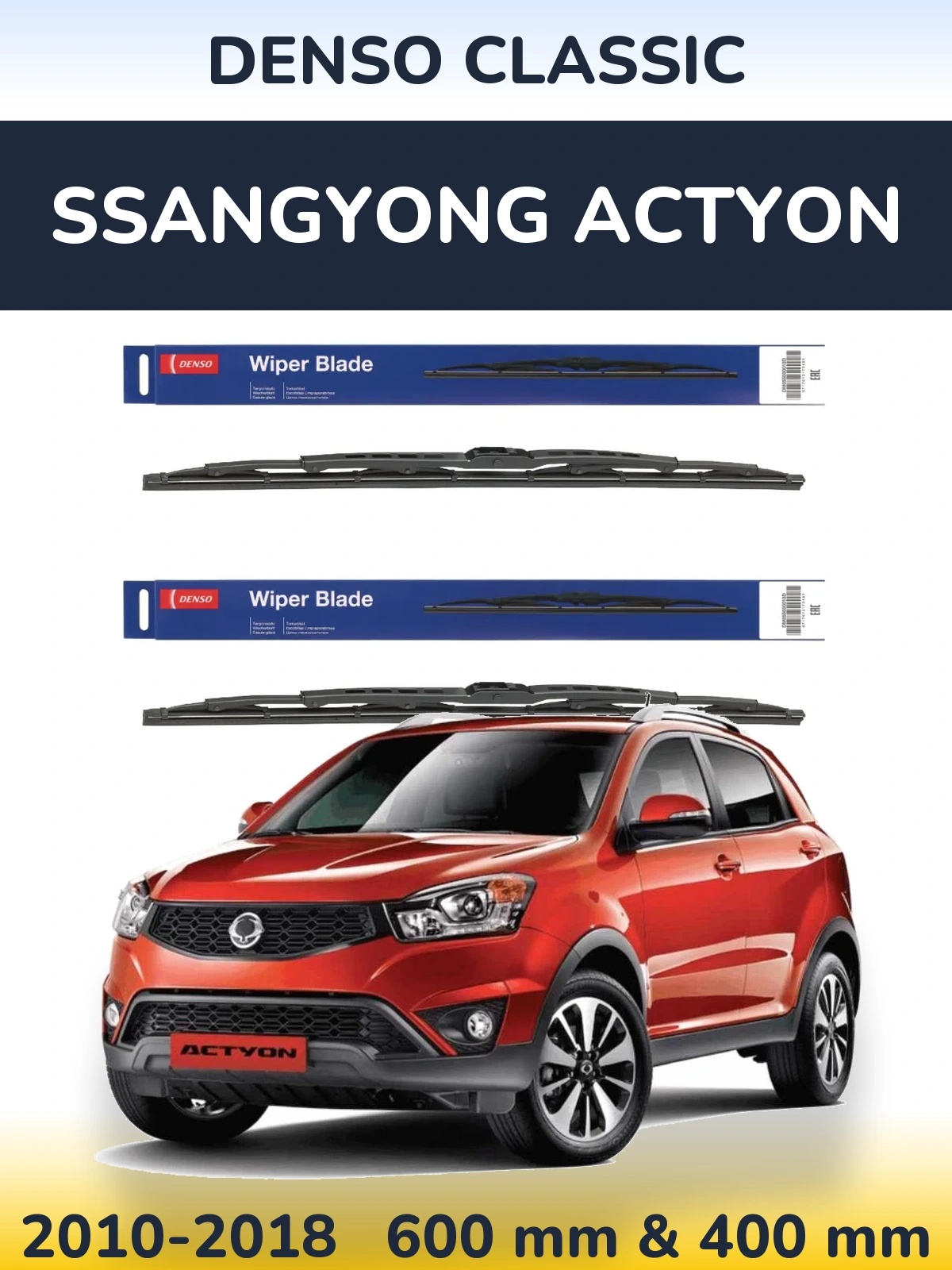 Sada předních stěračů Denso Classic 600 a 400 mm pro SsangYong Actyon 2010-2018