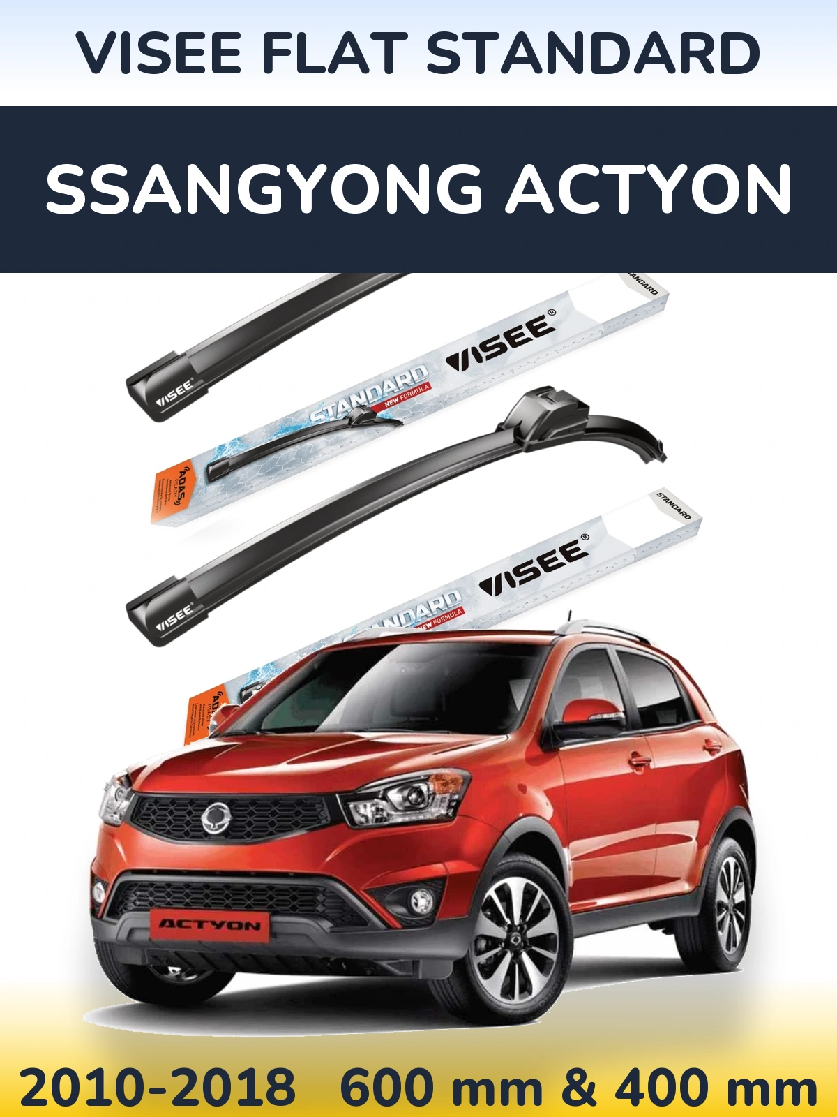 Sada předních stěračů VISEE FLAT STANDARD 600 a 400 mm pro SsangYong Actyon 2010-2018