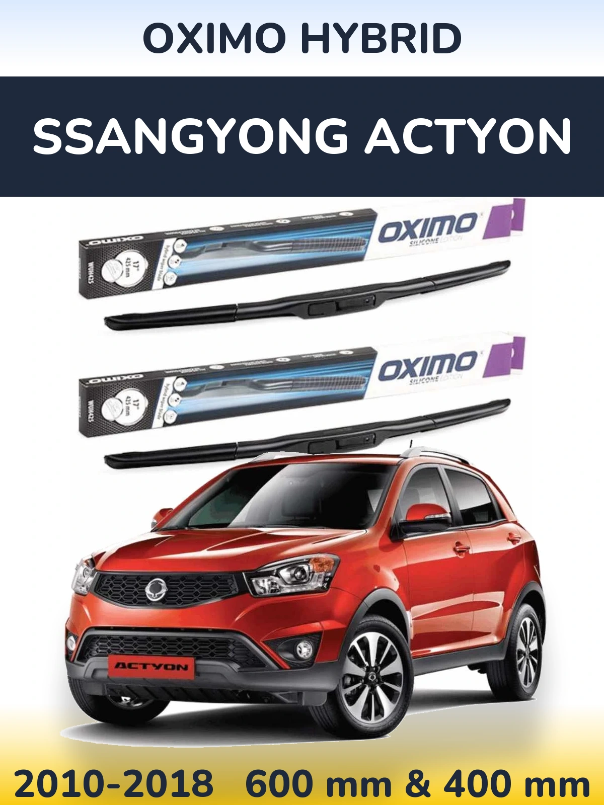 Sada předních stěračů Oximo Hybrid 600 a 400 mm pro SsangYong Actyon 2010-2018