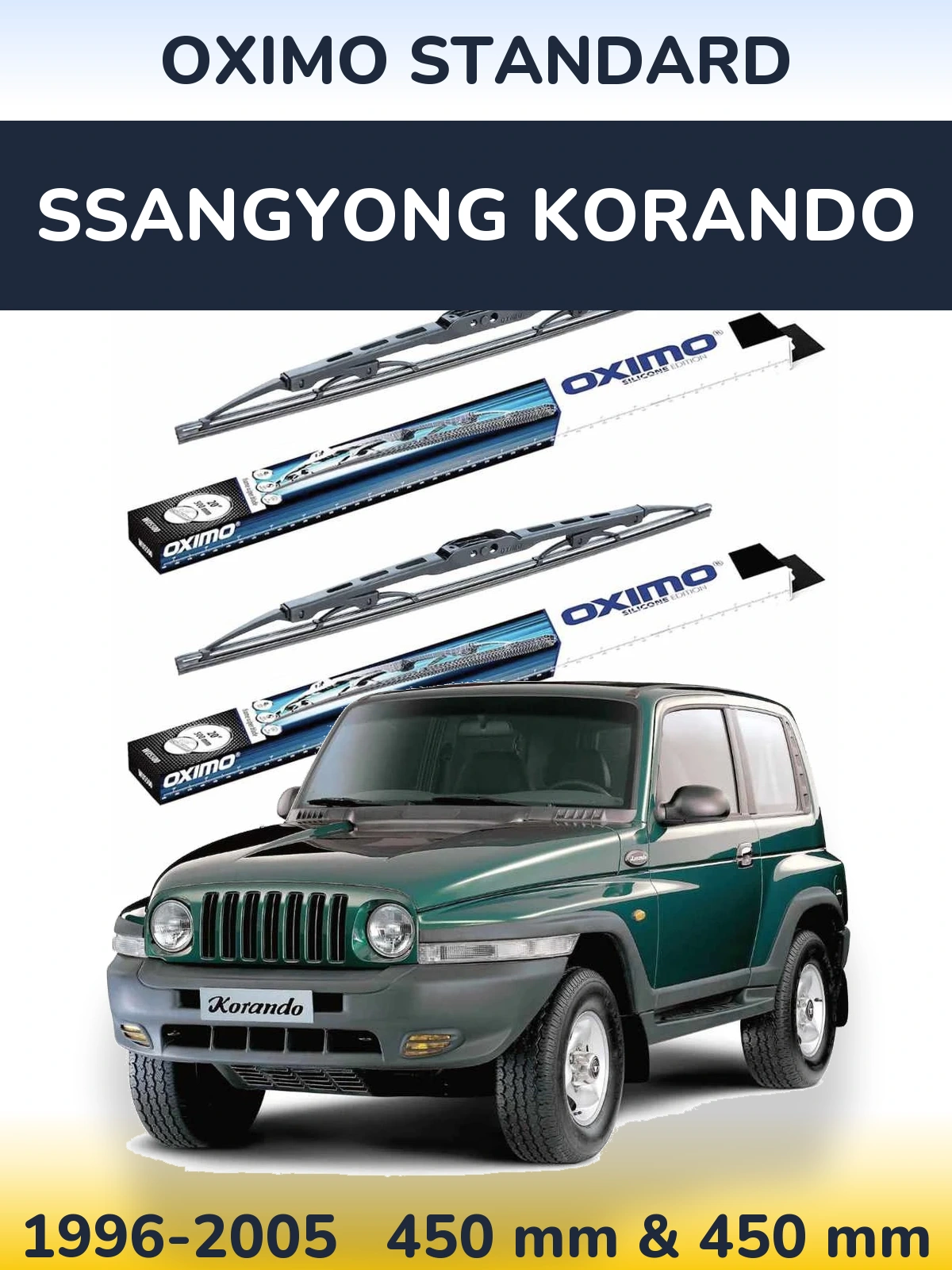 Sada předních stěračů Oximo Standard 450 a 450 mm pro SsangYong Korando 1996-2005