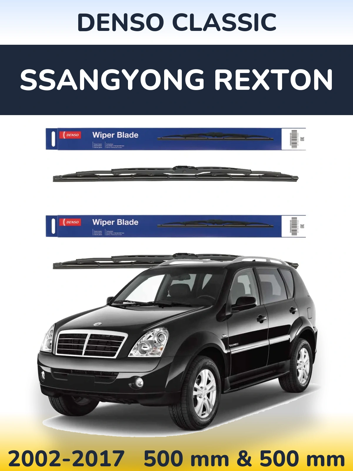 Sada předních stěračů Denso Classic 500 a 500 mm pro SsangYong Rexton 2002-2017