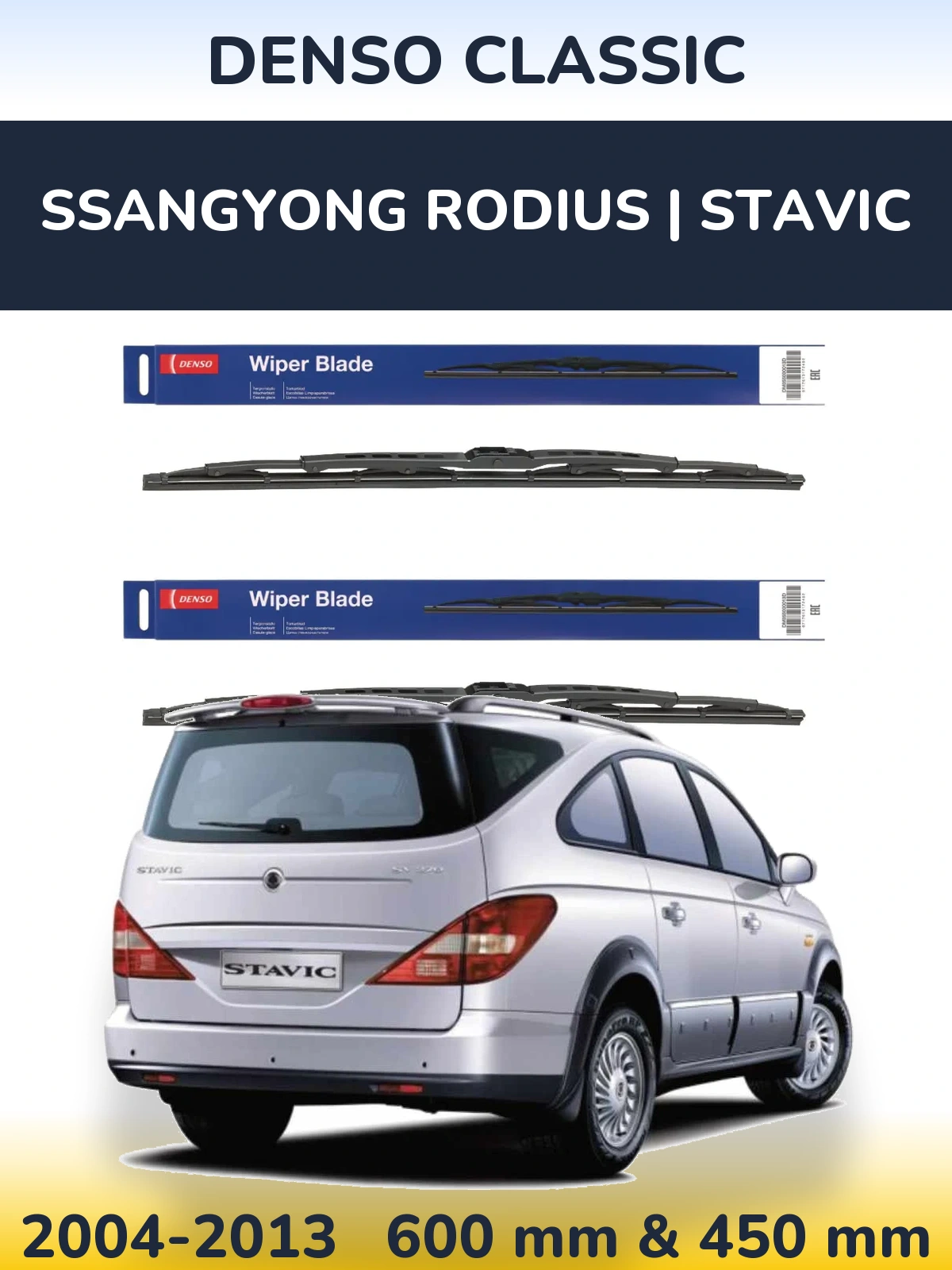 Sada předních stěračů Denso Classic 600 a 450 mm pro SsangYong Rodius | Stavic 2004-2013