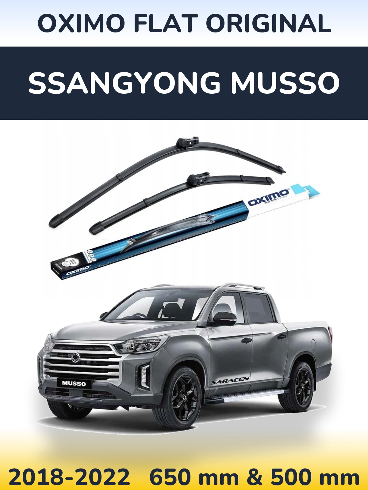 Sada předních stěračů Oximo Flat Original 650 a 500 mm pro SsangYong Musso 2018-2022
