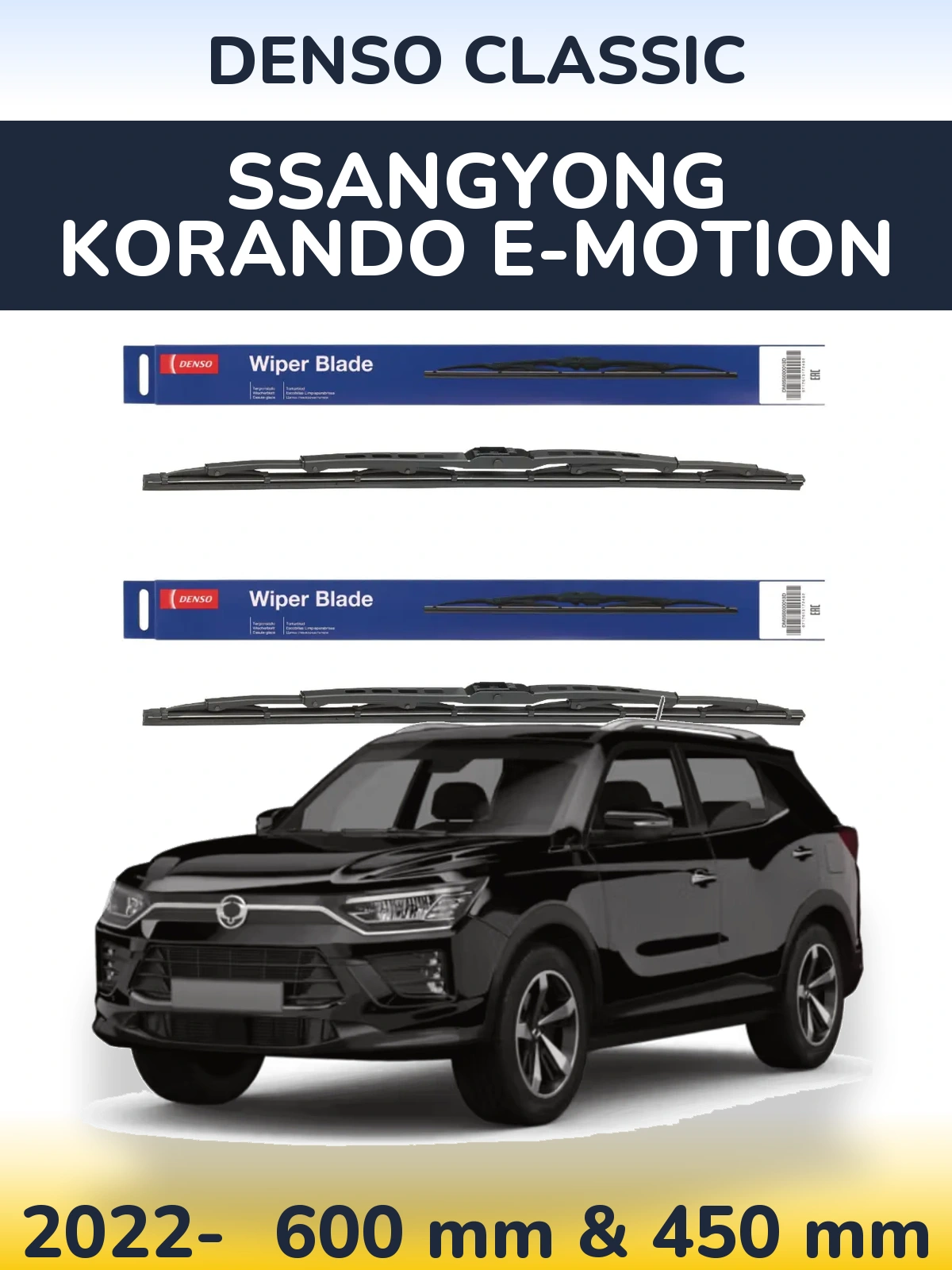 Sada předních stěračů Denso Classic 600 a 450 mm pro SsangYong Korando E-Motion 2022-2026