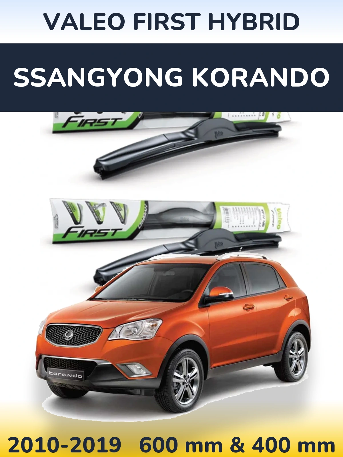 Sada předních stěračů Valeo First Hybrid 600 a 400 mm pro SsangYong Korando 2010-2019