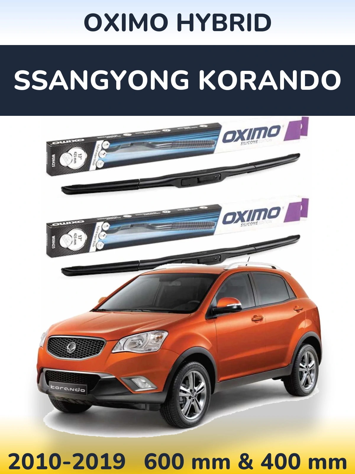 Sada předních stěračů Oximo Hybrid 600 a 400 mm pro SsangYong Korando 2010-2019