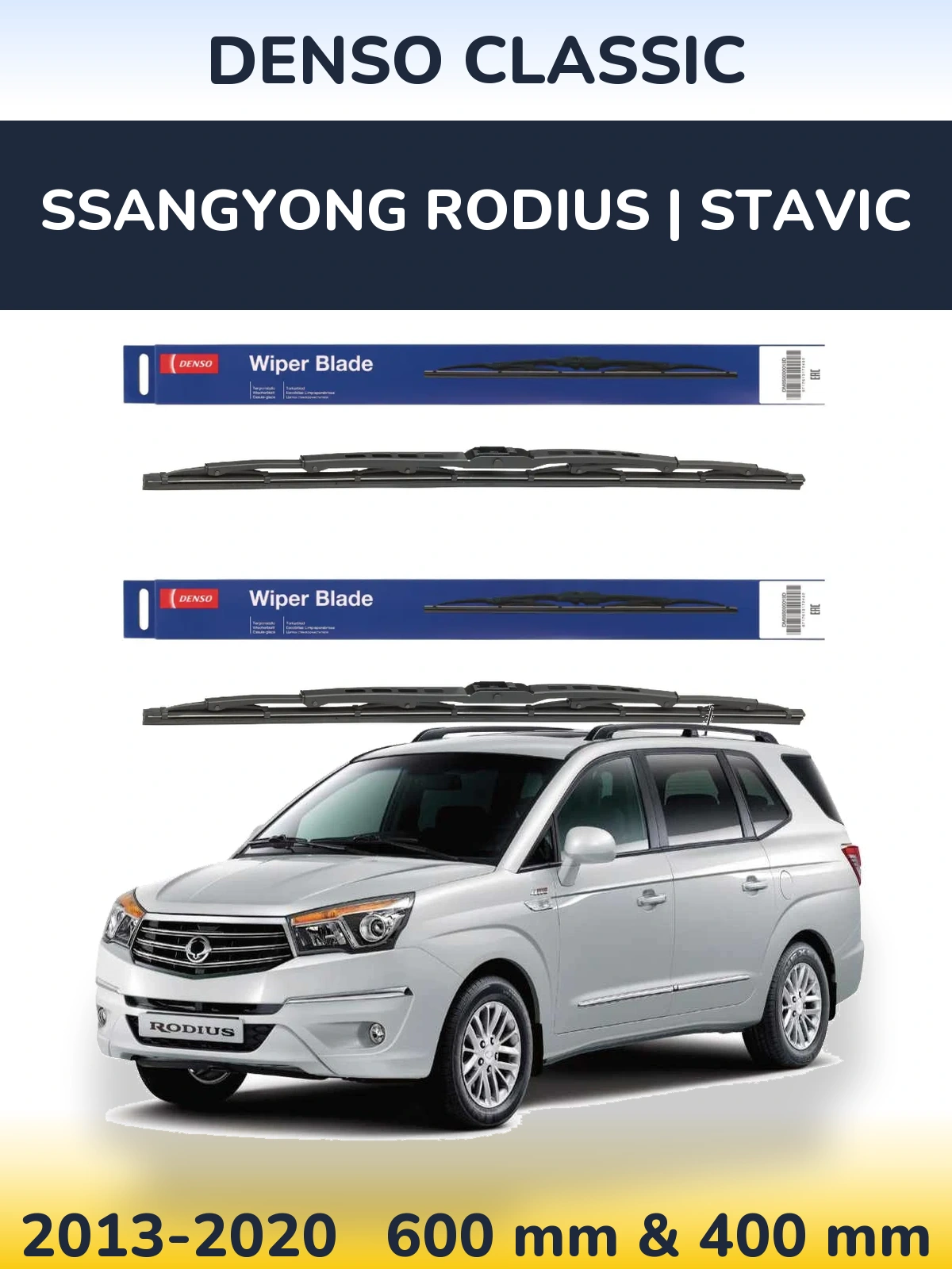 Sada předních stěračů Denso Classic 600 a 400 mm pro SsangYong Rodius | Stavic 2013-2020
