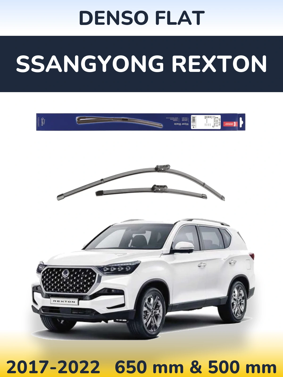 Sada předních stěračů Denso Flat 630 a 500 mm pro SsangYong Rexton 2017-2022
