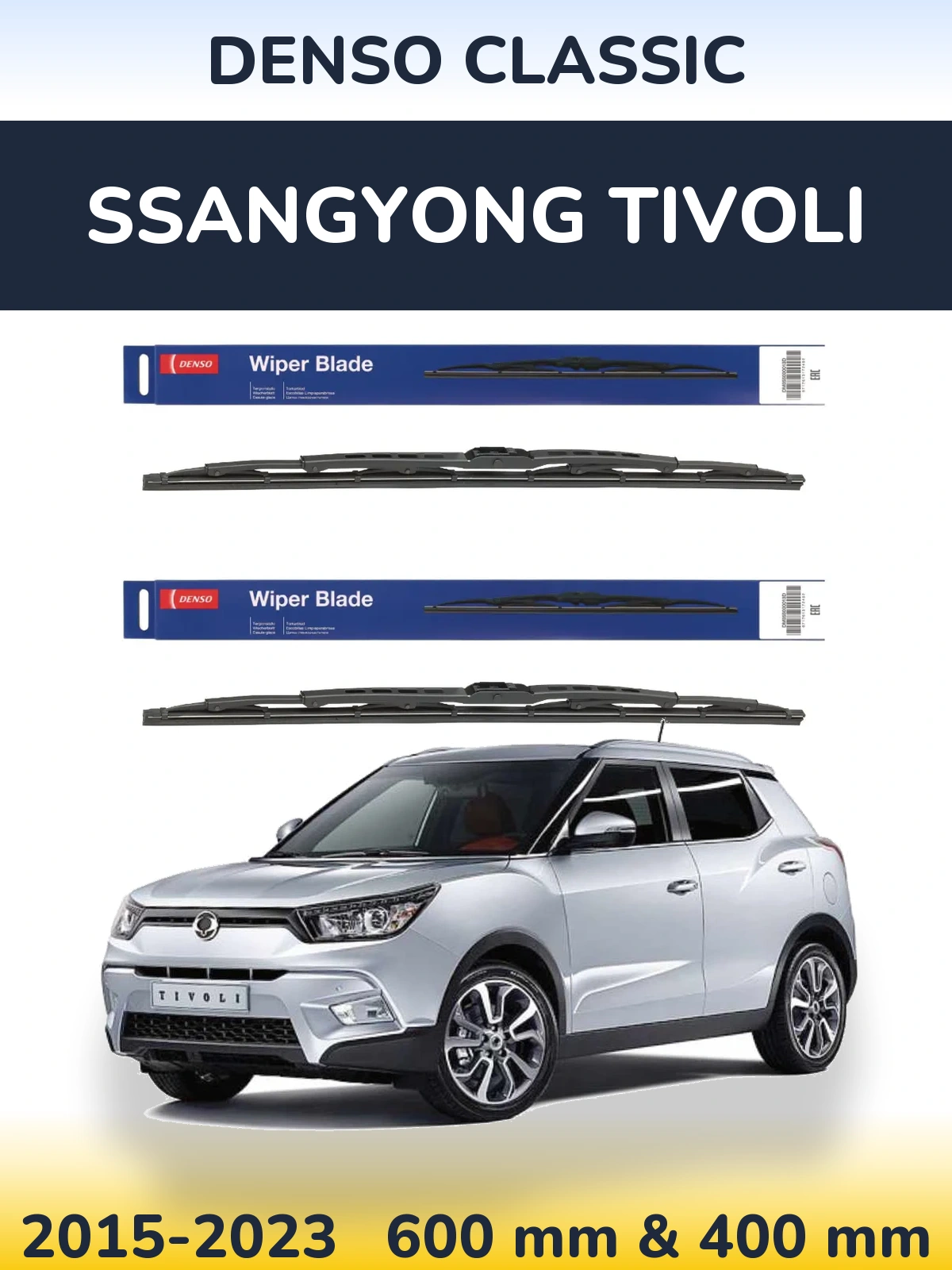 Sada předních stěračů Denso Classic 600 a 400 mm pro SsangYong Tivoli 2015-2023