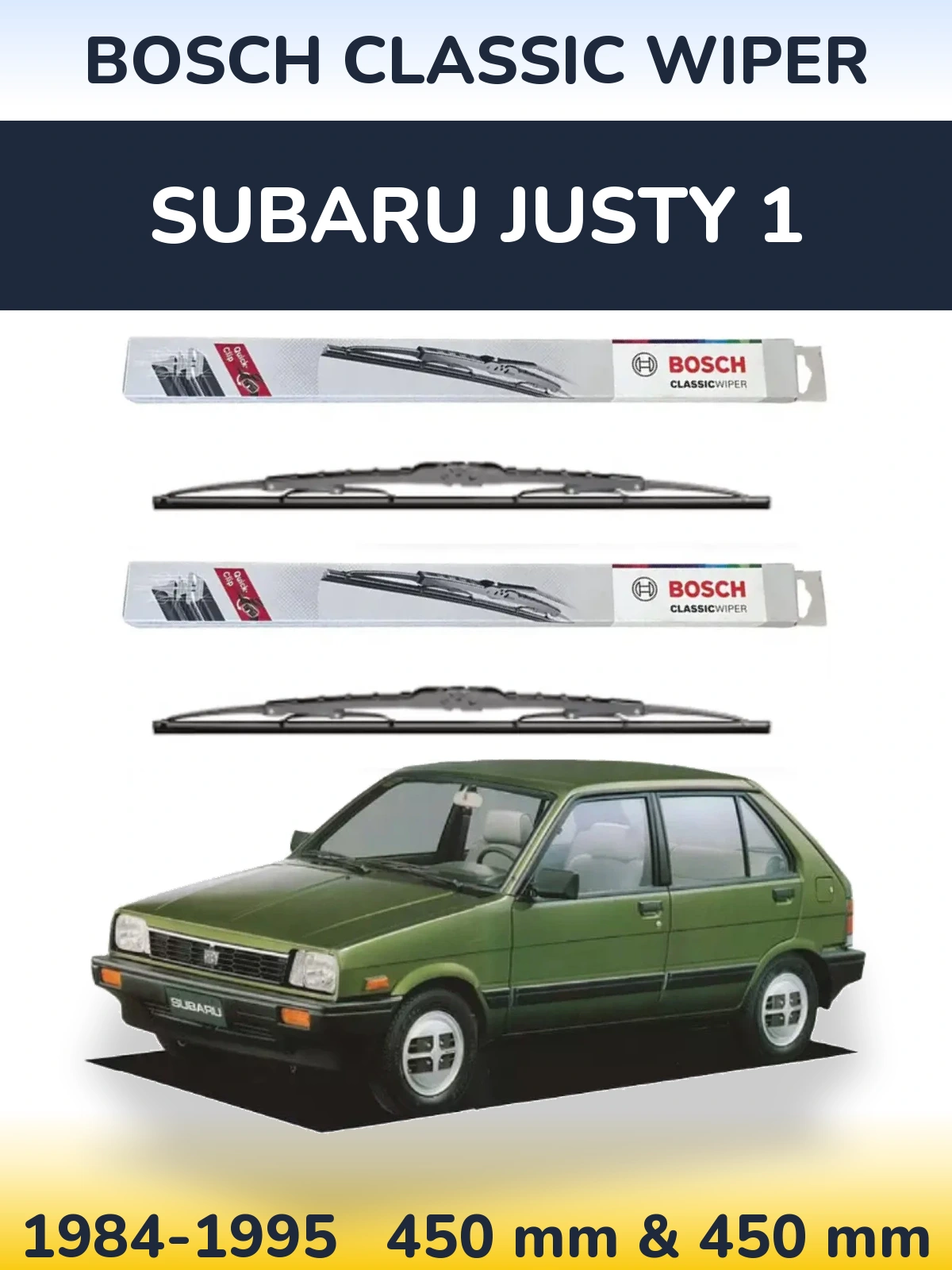 Sada předních stěračů BOSCH Classic Wiper 450 a 450 mm pro Subaru Justy 1 1984-1995