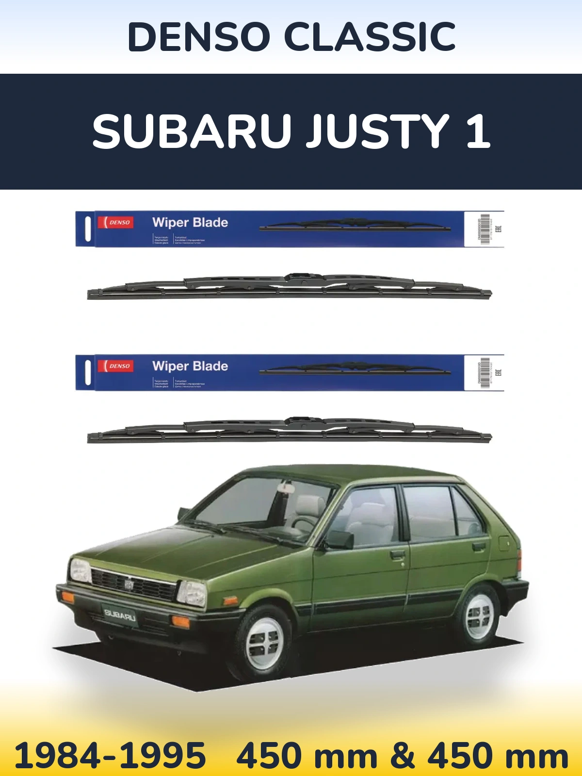 Sada předních stěračů Denso Classic 450 a 450 mm pro Subaru Justy 1 1984-1995
