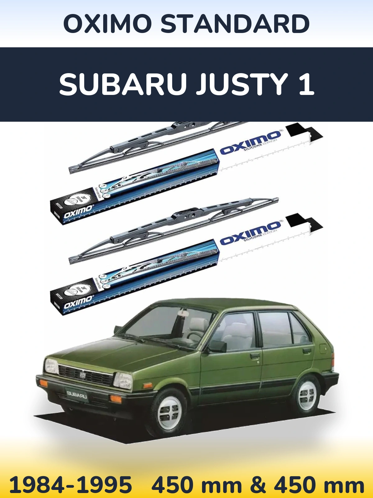 Sada předních stěračů Oximo Standard 450 a 450 mm pro Subaru Justy 1 1984-1995