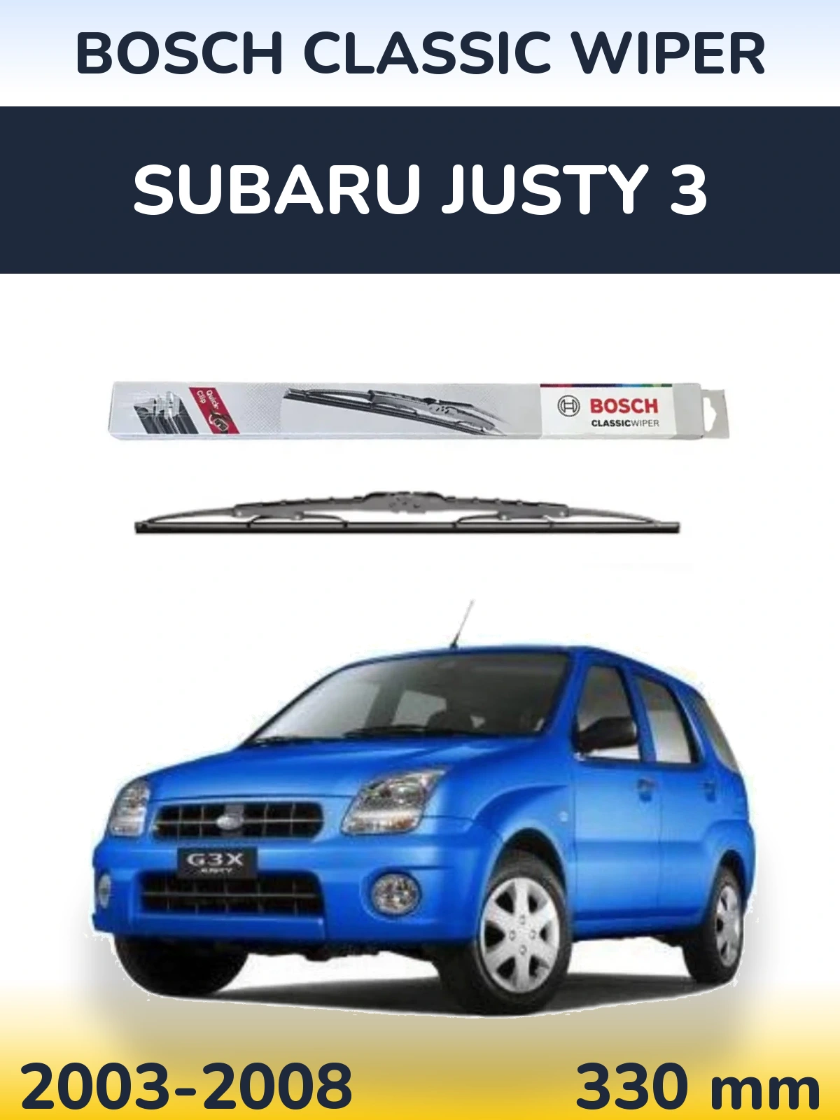 Zadní stěrač BOSCH Classic Wiper 340 mm pro Subaru Justy 3 2003-2008