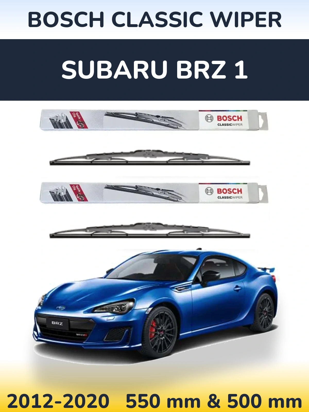 Sada předních stěračů BOSCH Classic Wiper 550 a 500 mm pro Subaru BRZ 1 2012-2020
