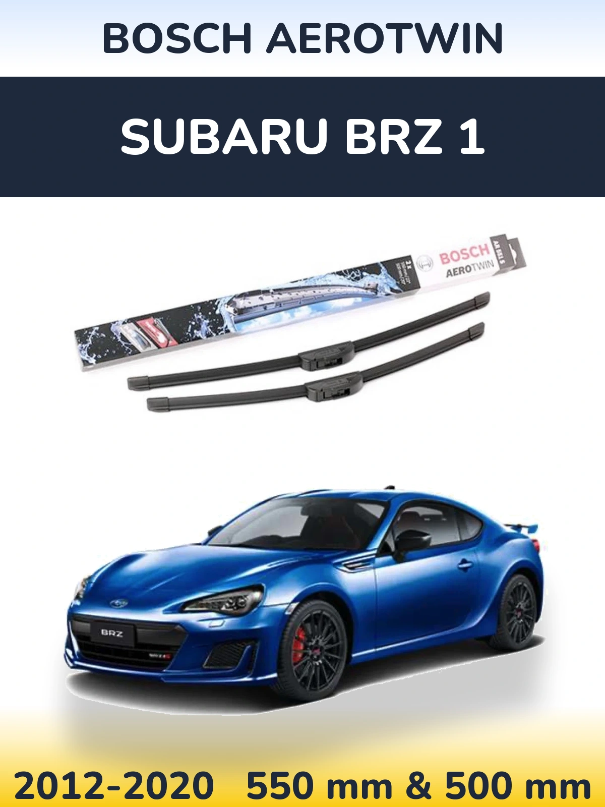 Sada předních stěračů BOSCH AeroTwin 550 a 500 mm pro Subaru BRZ 1 2012-2020