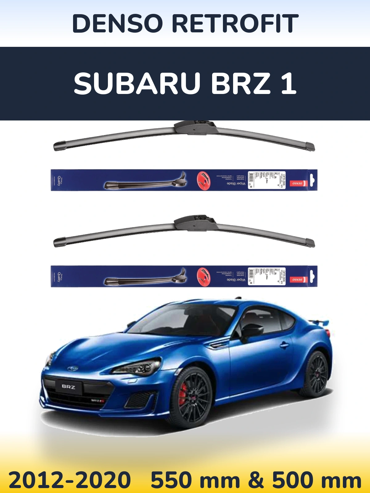 Sada předních stěračů Denso Retrofit 550 a 500 mm pro Subaru BRZ 1 2012-2020