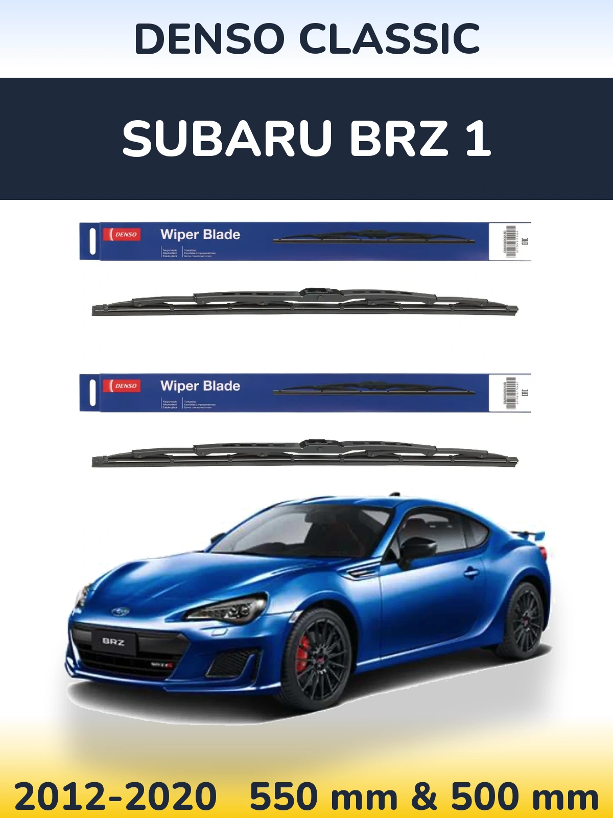 Sada předních stěračů Denso Classic 550 a 500 mm pro Subaru BRZ 1 2012-2020