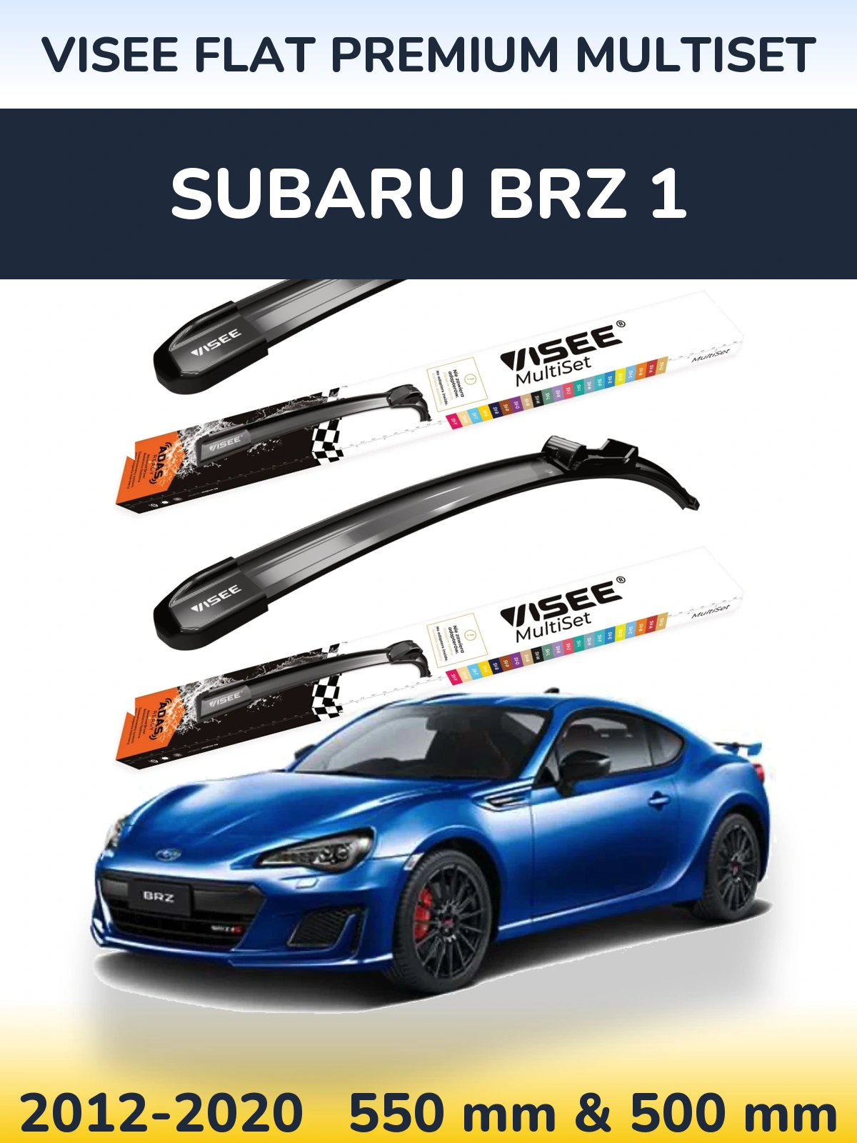 Sada předních stěračů VISEE FLAT PREMIUM MultiSet 550 a 500 mm pro Subaru BRZ 1 2012-2020