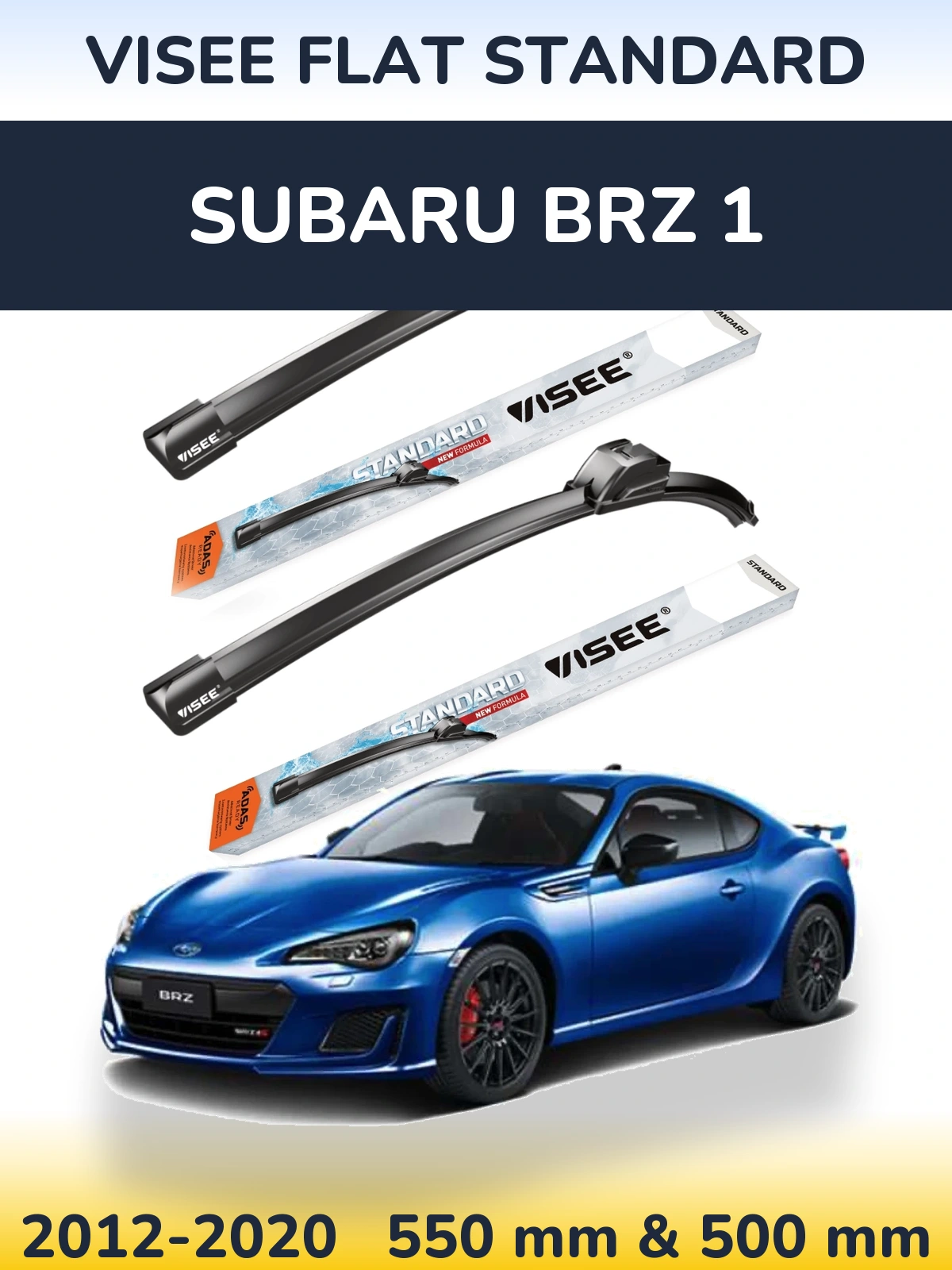 Комплект передніх щіток VISEE FLAT STANDARD 550 & 500 мм для Subaru BRZ 1 2012-2020
