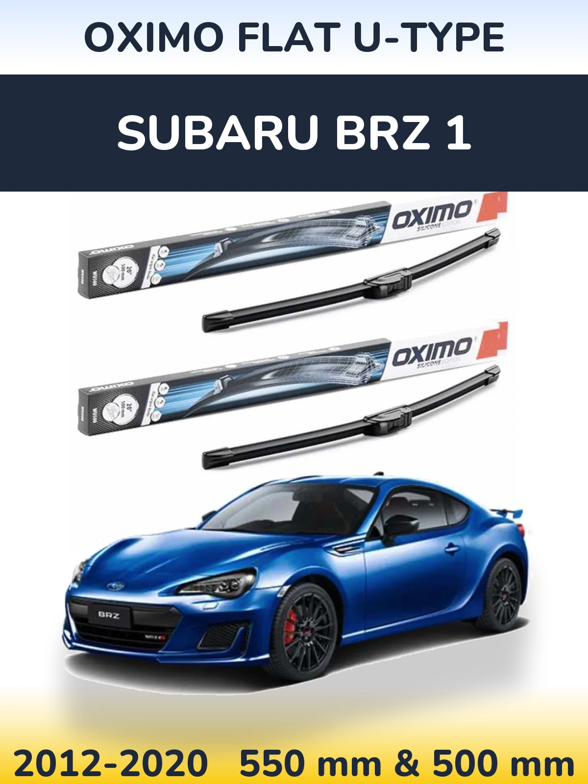Sada předních stěračů Oximo Flat U-type 550 a 500 mm pro Subaru BRZ 1 2012-2020