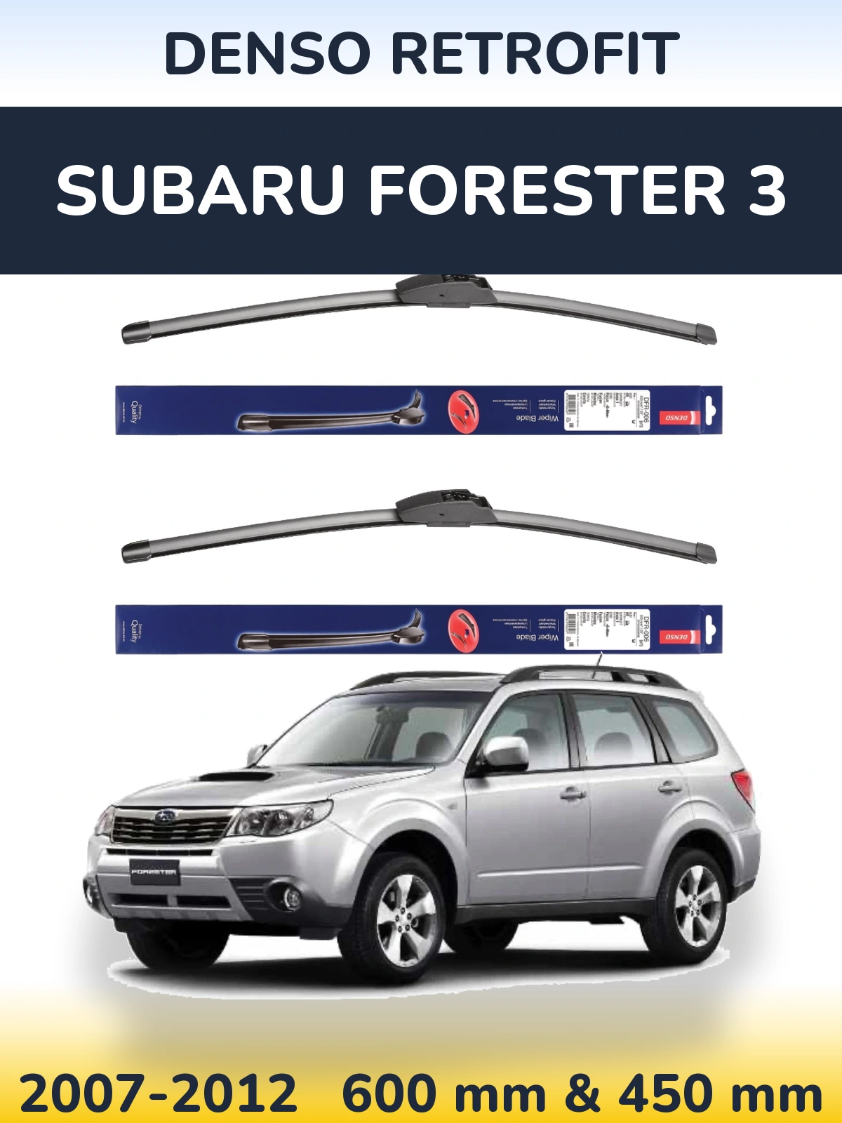 Sada předních stěračů Denso Retrofit 600 a 450 mm pro Subaru Forester 3 2007-2012