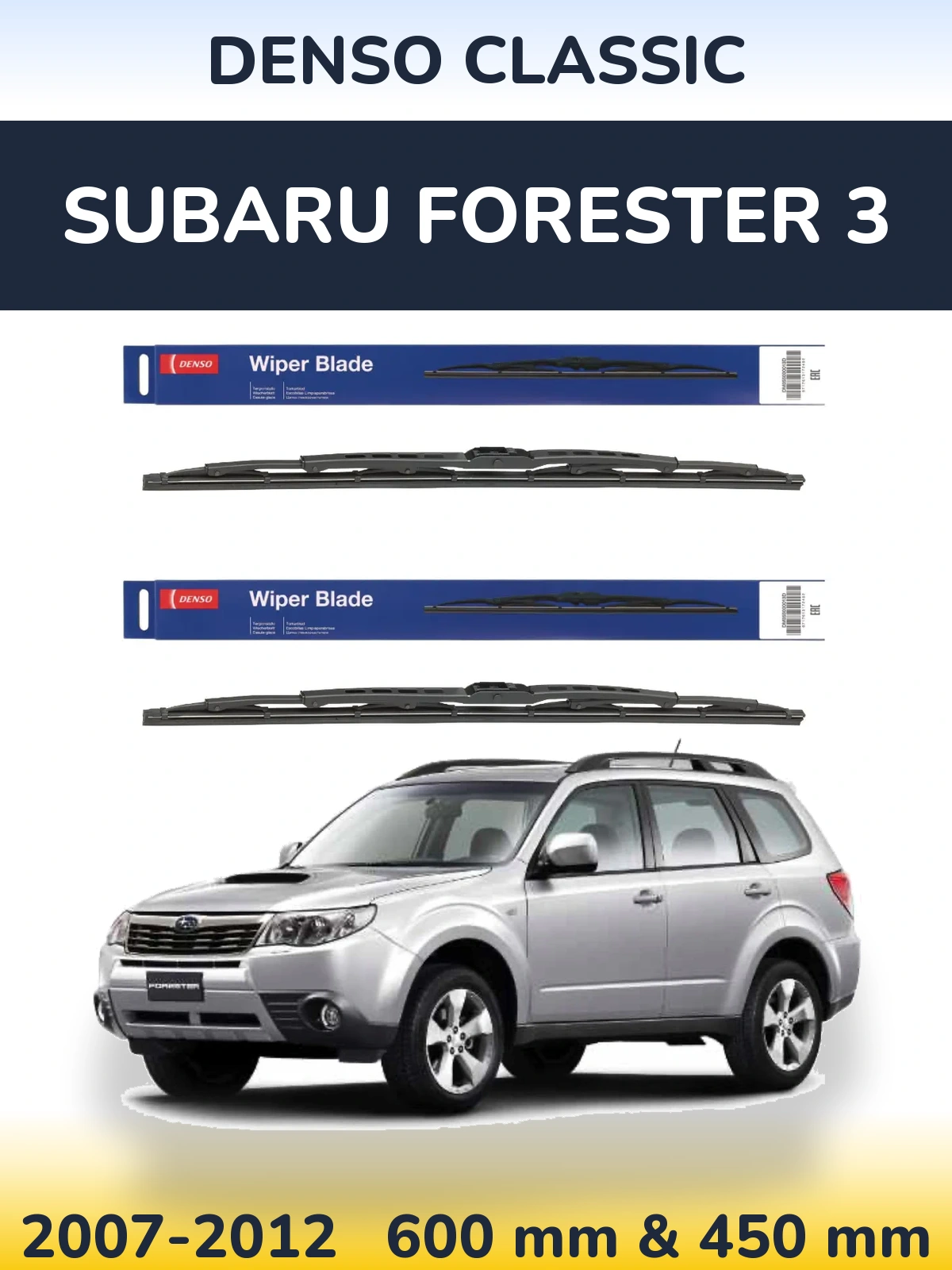 Sada předních stěračů Denso Classic 600 a 450 mm pro Subaru Forester 3 2007-2012