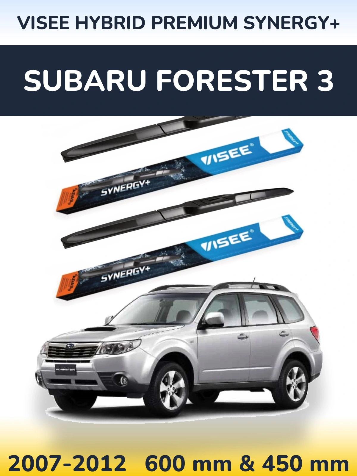 Sada předních stěračů VISEE HYBRID PREMIUM SYNERGY+ 600 a 450 mm pro Subaru Forester 3 2007-2012