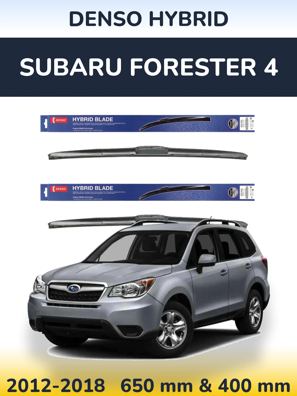 Sada předních stěračů Denso Hybrid 650 a 400 mm pro Subaru Forester 4 2012-2018