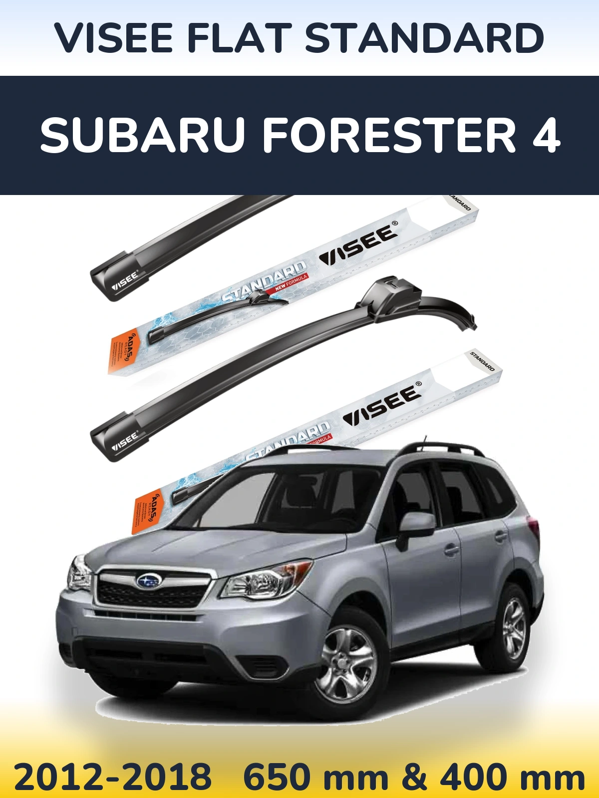 Sada předních stěračů VISEE FLAT STANDARD 650 a 400 mm pro Subaru Forester 4 2012-2018
