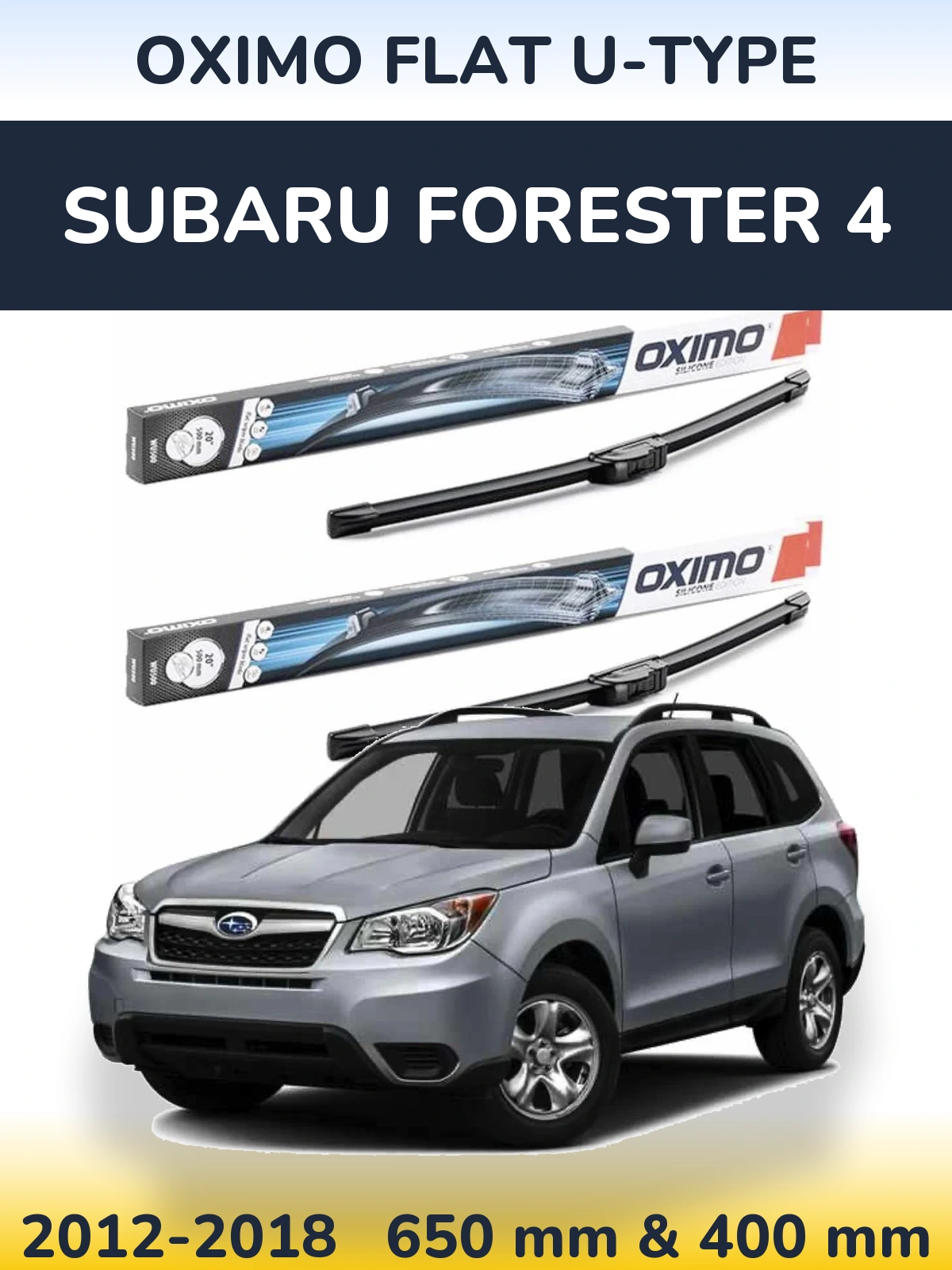 Sada předních stěračů Oximo Flat U-type 650 a 400 mm pro Subaru Forester 4 2012-2018