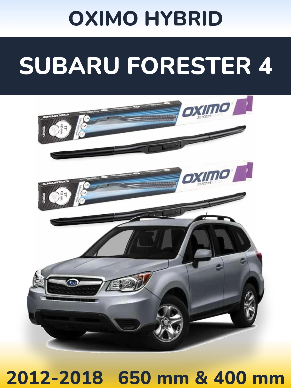 Sada předních stěračů Oximo Hybrid 650 a 400 mm pro Subaru Forester 4 2012-2018