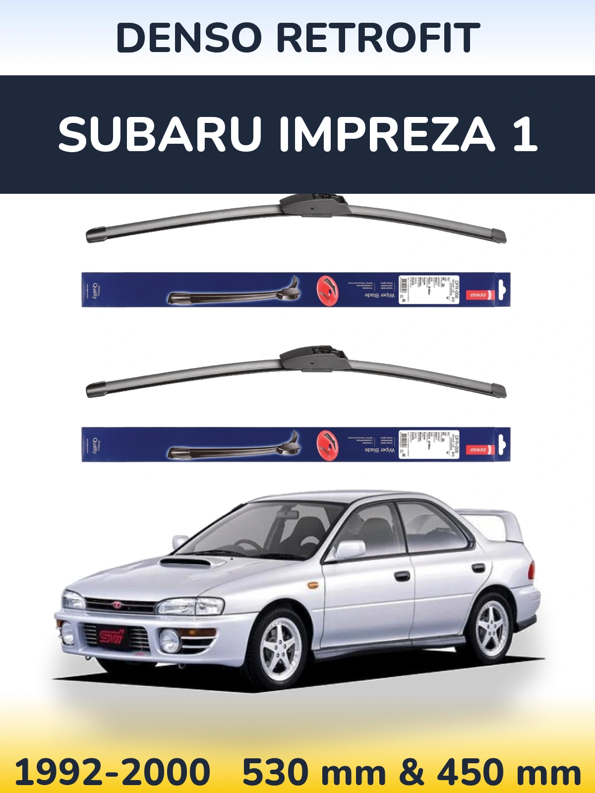 Комплект передніх щіток Denso Retrofit 530 & 450 мм для Subaru Impreza 1 1992-2000