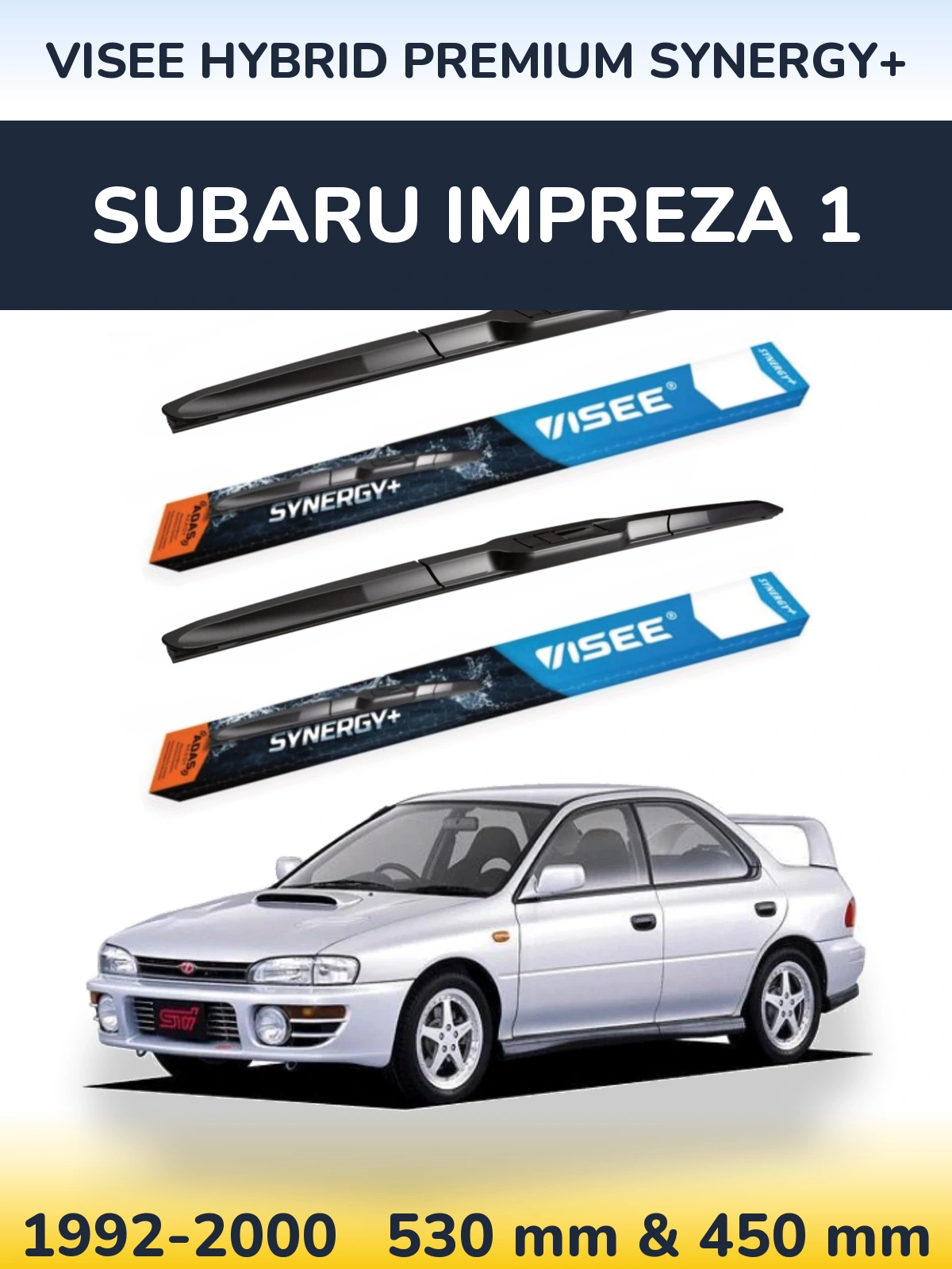 Комплект передніх щіток VISEE HYBRID PREMIUM SYNERGY+ 530 & 450 мм для Subaru Impreza 1 1992-2000