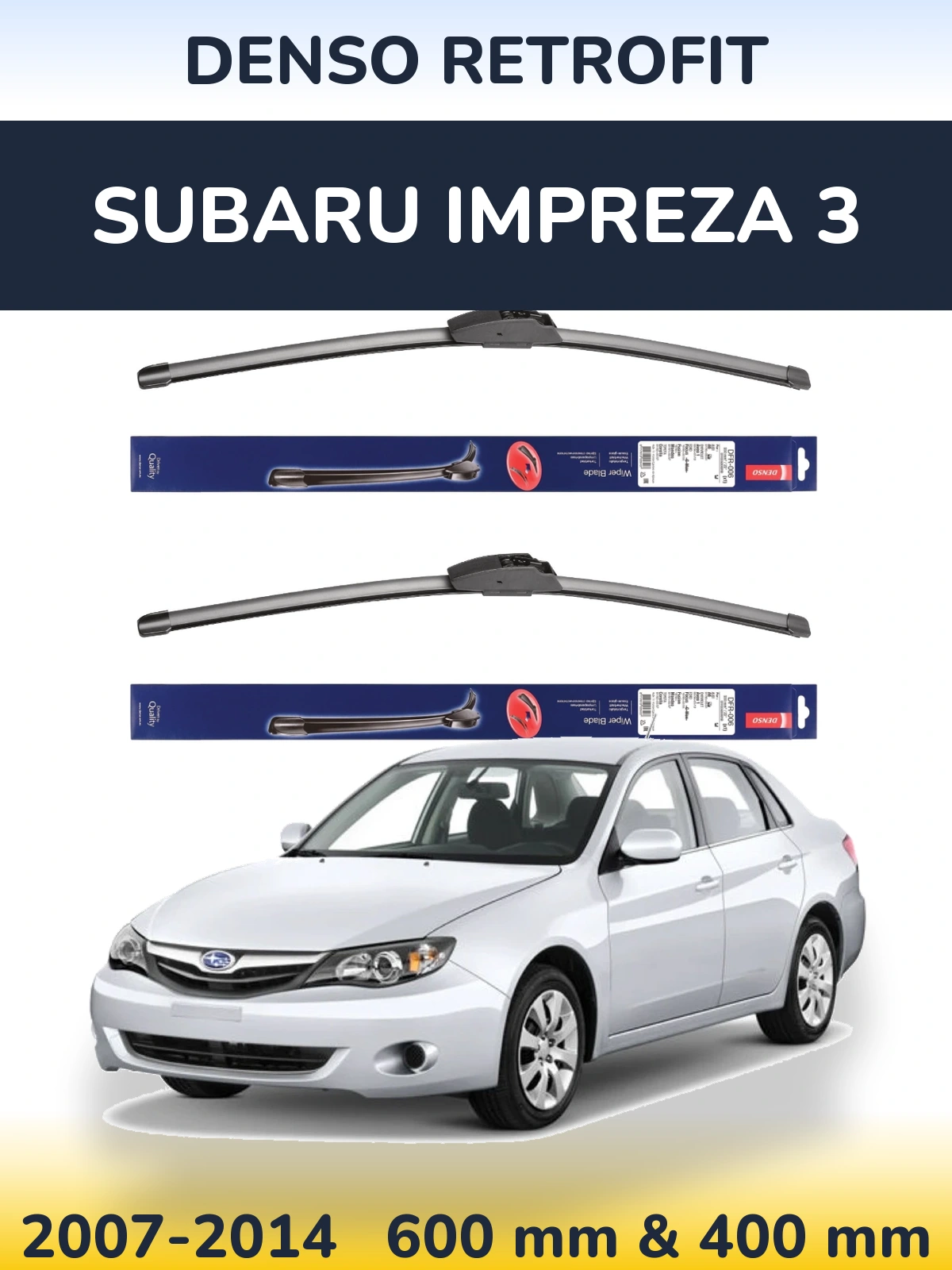 Sada předních stěračů Denso Retrofit 600 a 400 mm pro Subaru Impreza 3 2007-2014