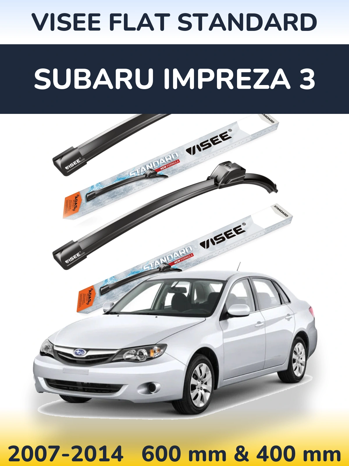 Sada předních stěračů VISEE FLAT STANDARD 600 a 400 mm pro Subaru Impreza 3 2007-2014