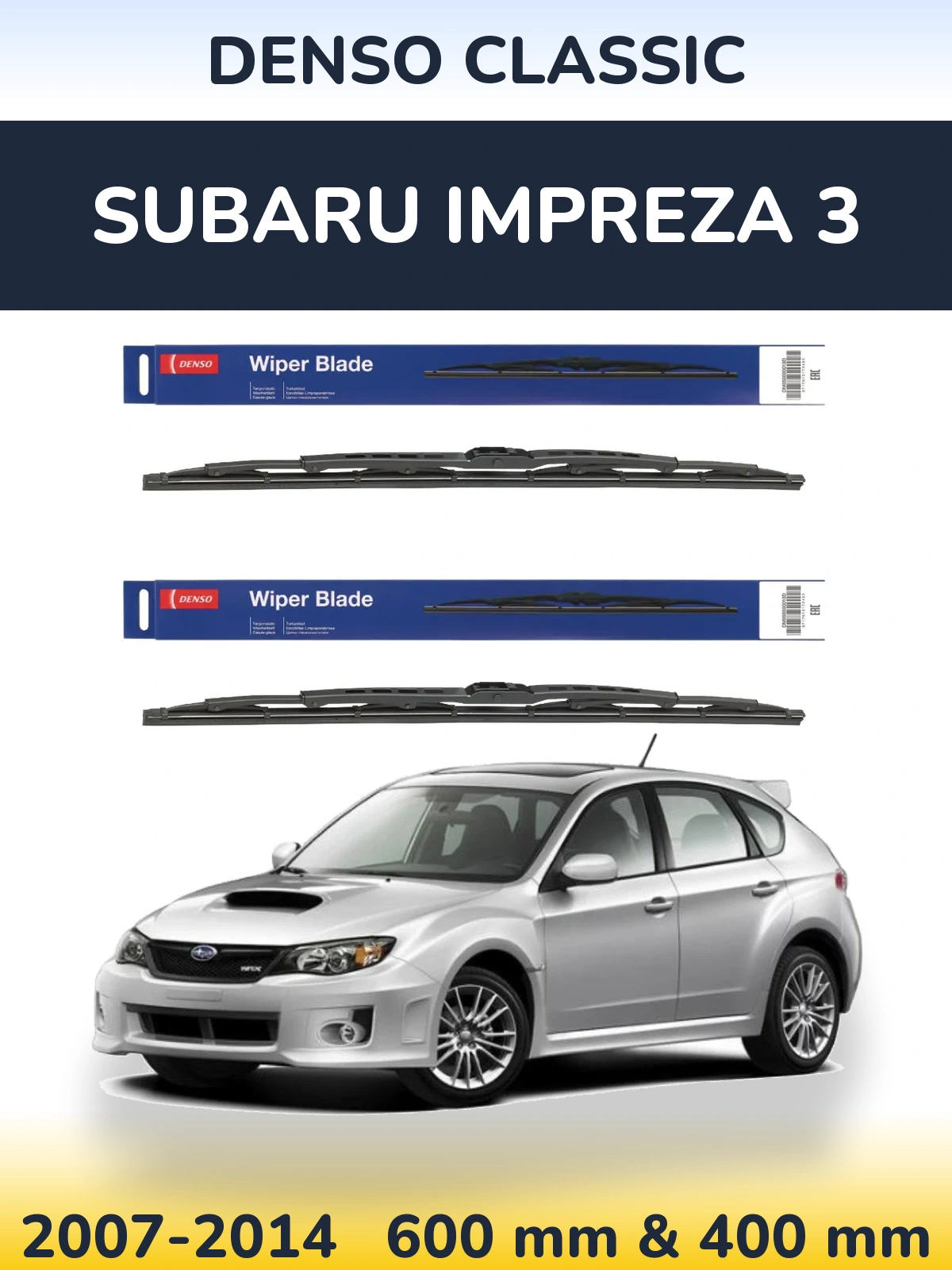 Sada předních stěračů Denso Classic 600 a 400 mm pro Subaru Impreza 3 2007-2014