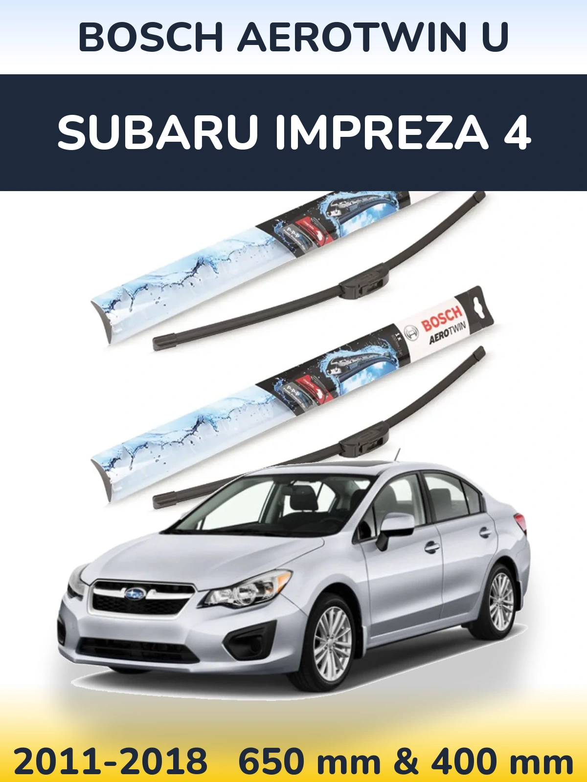 Комплект передніх щіток BOSCH AeroTwin U 650 & 400 мм для Subaru Impreza 4 2011-2018