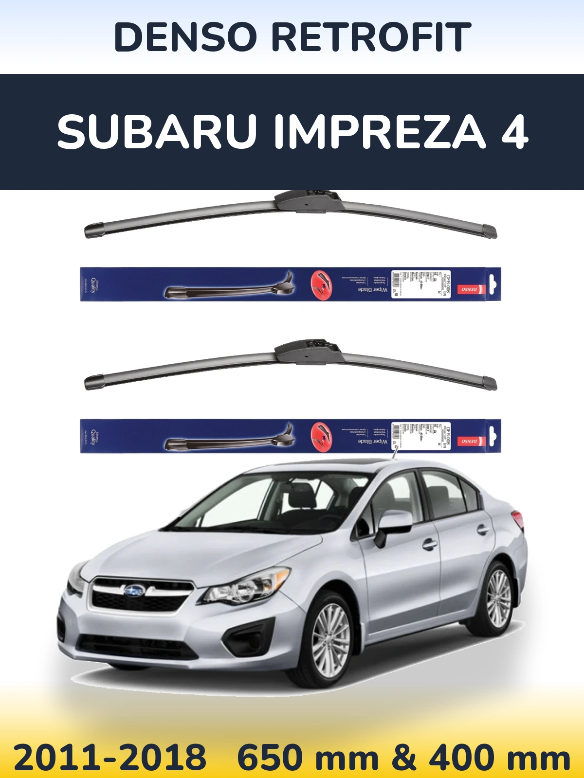 Sada předních stěračů Denso Retrofit 650 a 400 mm pro Subaru Impreza 4 2011-2018