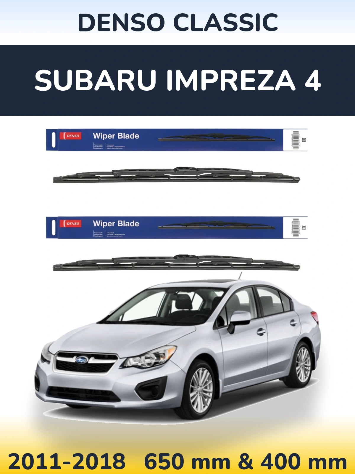 Sada předních stěračů Denso Classic 650 a 400 mm pro Subaru Impreza 4 2011-2018
