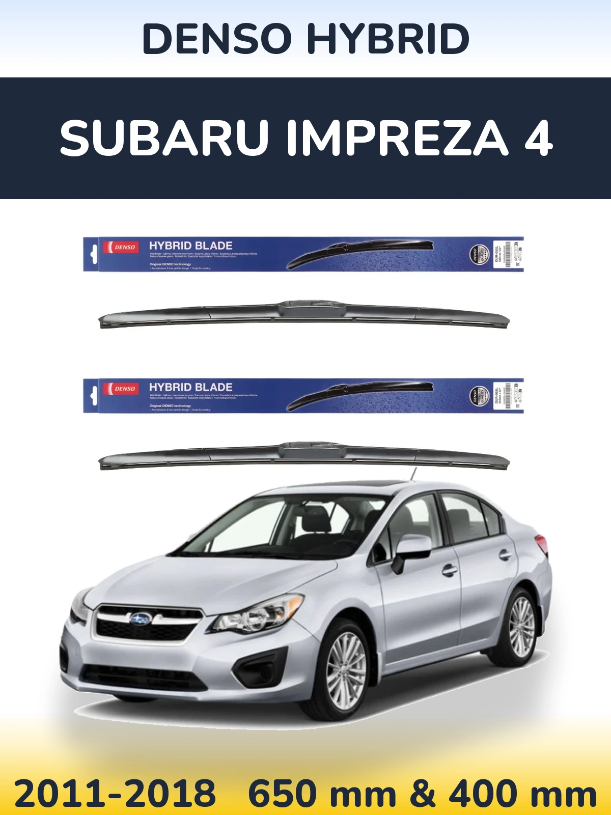 Sada předních stěračů Denso Hybrid 650 a 400 mm pro Subaru Impreza 4 2011-2018